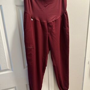 Figs Burgundy Maternity Scrub Set